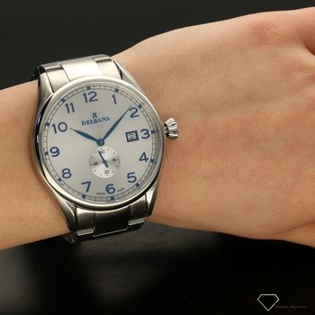 Zegarek męski DELBANA 41701.682.6.062 Fiorentino. Zegarek męski o klasycznym wyglądzie o bardzo czytelnym cyferblacie. Tarcza zegarka w srebrnym kolorze z niebieskimi cyframi arabskimi chronione  (1).jpg