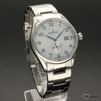 Zegarek męski DELBANA 41701.682.6.062 Fiorentino. Zegarek męski o klasycznym wyglądzie o bardzo czytelnym cyferblacie. Tarcza zegarka w srebrnym kolorze z niebieskimi cyframi arabskimi chronione  (2).jpg