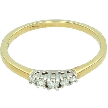 Złoty pierścionek 585 z 5 diamentami 0,10 ct – rozmiar 16  DIAMENT.jpg