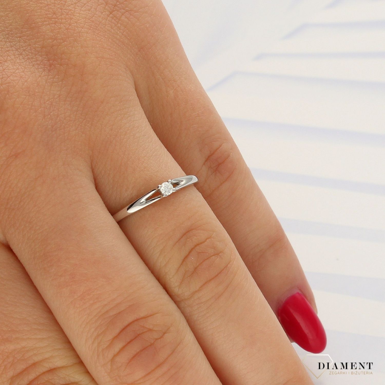 Pierścionek  zaręczynowy złoty DIAMENT 585, diament. 0660027122 HSI 42407RD2B.jpg