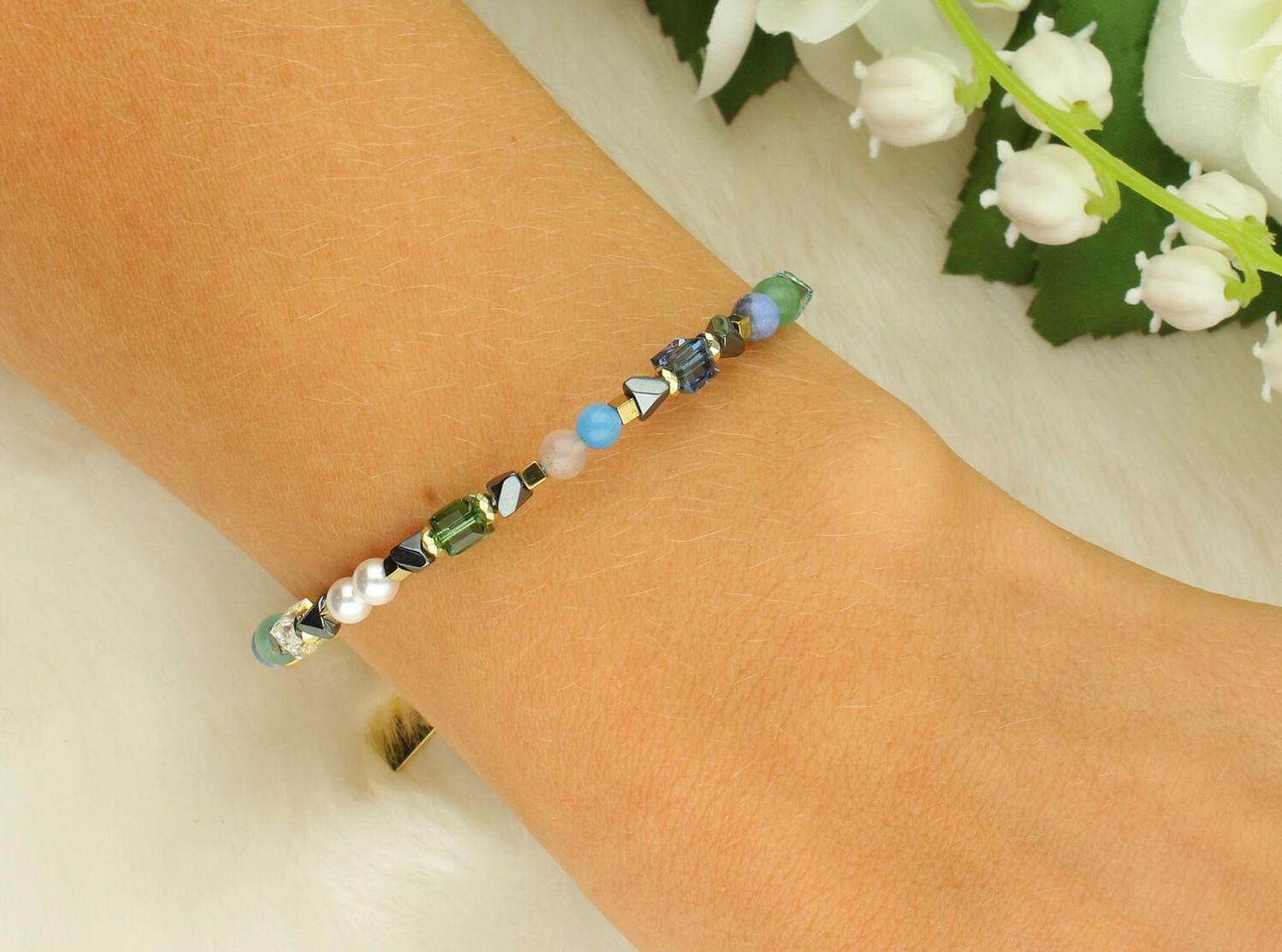 Bransoletka damska Coeur De Lion Precious Shape Mix 424330-0506 zielono-turkusowad.jpg