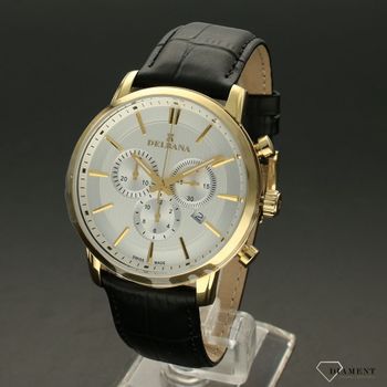 Zegarek męski Delbana 42601.666.6.061 Ascot. Elegancki zegarek męski na delikatnym i wytrzymałym skórzanym pasku w kolorze czarnym. Stalowa koperta w kolorze złotym (3).jpg