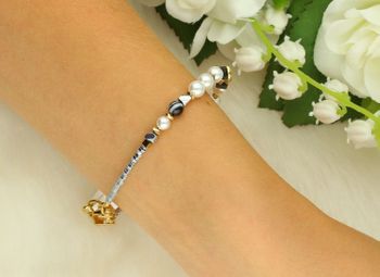 Bransoletka damska Coeur De Lion 4314301314 Modern Elegance Spikes złota z onyksu, hematytu i pereł Swarovski®. Elegancka, ręcznie wykonana biżuteria (3).jpg