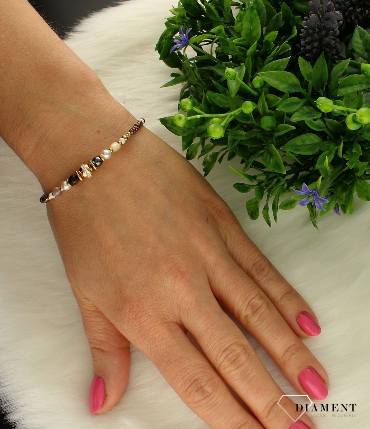 Bransoletka damska Swarovski Coeur De Lion tygrysie oko hematyt 4349301116. Bransoletka damska Swarovski Coeur De Lion  ponadczasowa piękna bransoletka z kolekcji GeoCUBE® zdobiony kamieniami naturalnymi i kry.jpg