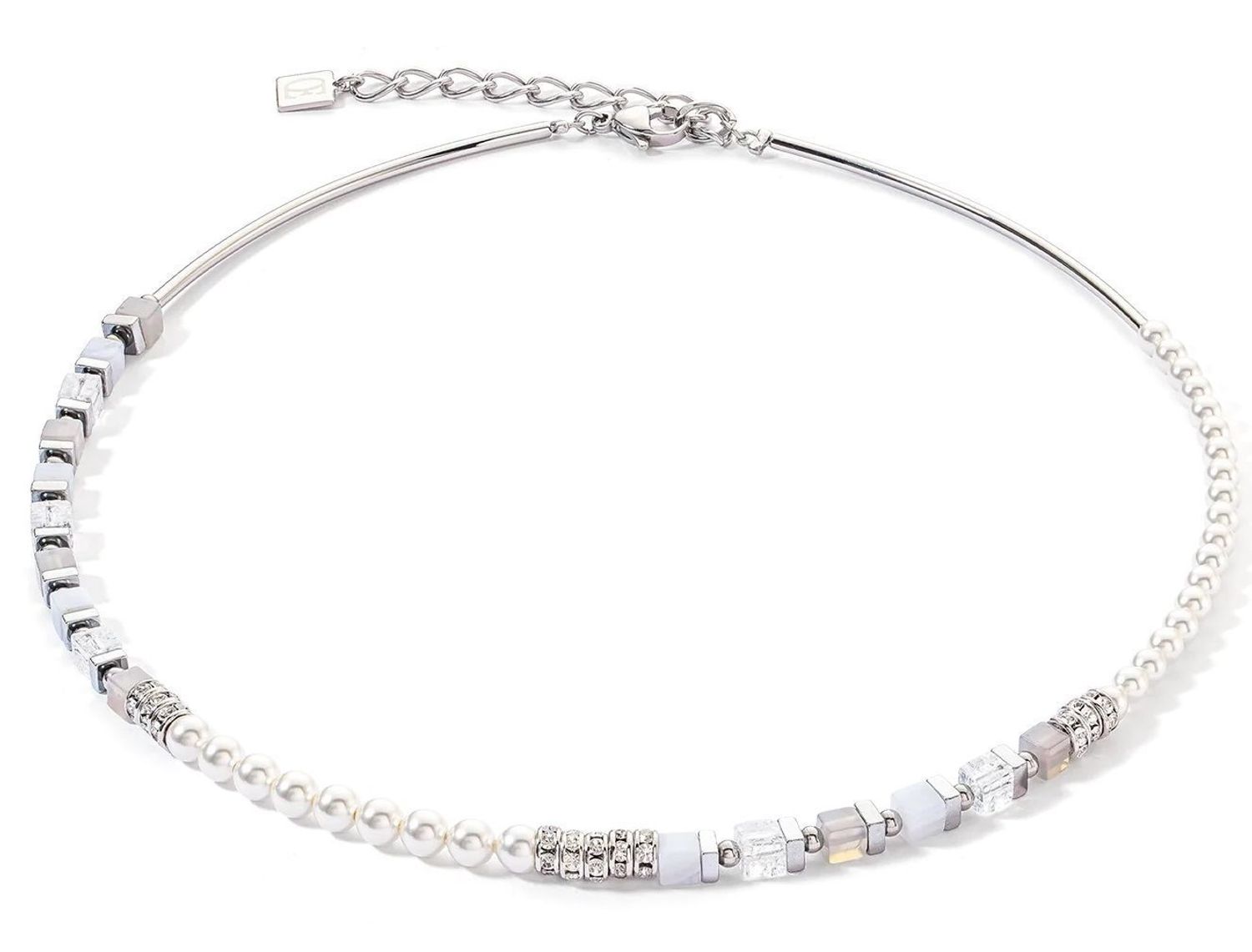 Naszyjnik damski Coeur de Lion Precious Fusion Offset z perłami 4354100720. Naszyjnik damski Coeur de Lion. Naszyjnik z perłami. Naszyjnik stalowy damski na prezent. Efektowna kolia z perłami dla kobiety (2).jpg