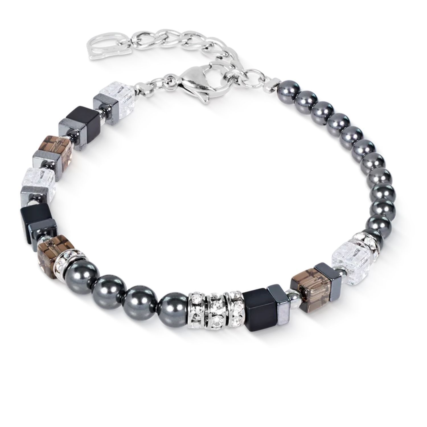 Bransoletka damska Coeur de Lion 4354301217 Precious Fusion Offset Grey-Silver z onyksami i Swarovskid (1).jpg