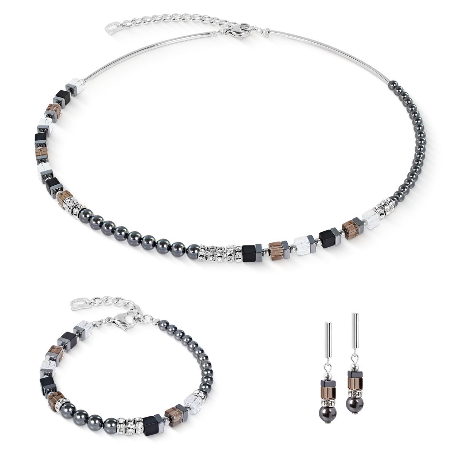 Bransoletka damska Coeur de Lion 4354301217 Precious Fusion Offset Grey-Silver z onyksami i Swarovskid (1).jpg