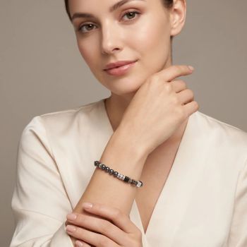 Bransoletka damska Coeur de Lion 4354301217 Precious Fusion Offset Grey-Silver z onyksami i Swarovskid (3).jpg
