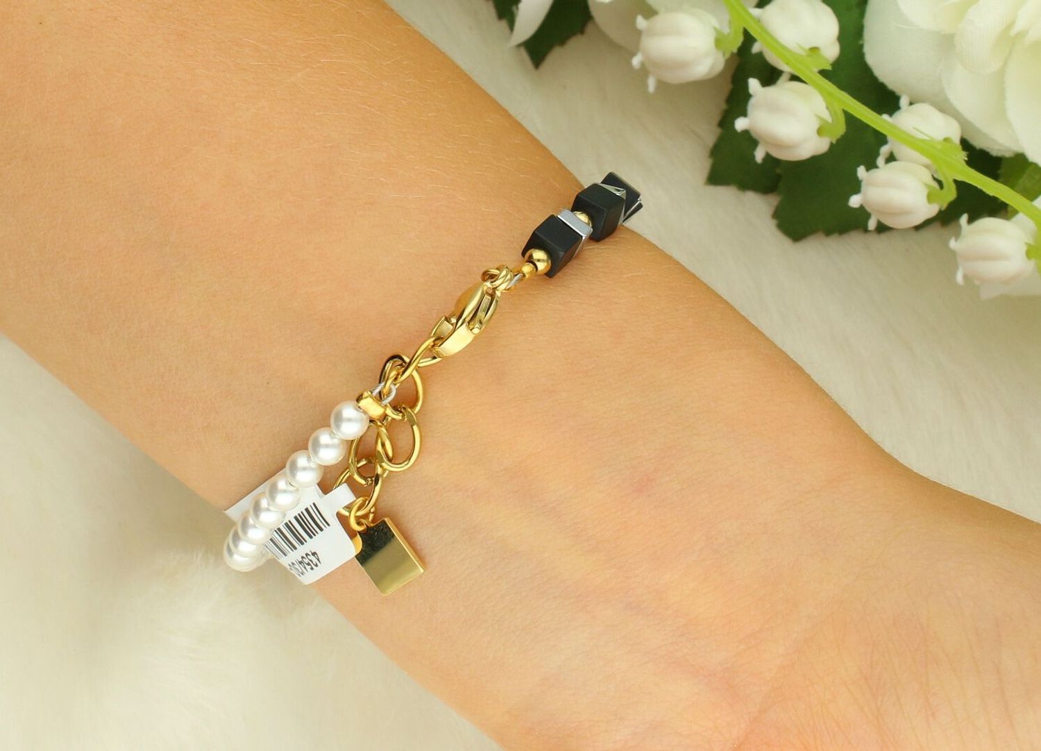 Bransoletka damska Coeur de Lion 435430-1300 Evolution GeoCUBE® z onyksu, pereł, hematytu i kryształów.jpg