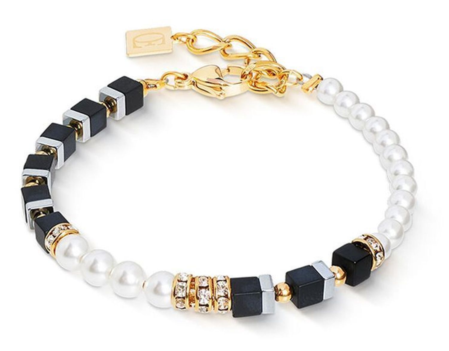 Bransoletka damska Coeur de Lion 435430-1300 Evolution GeoCUBE® z onyksu, pereł, hematytu i kryształów.jpg