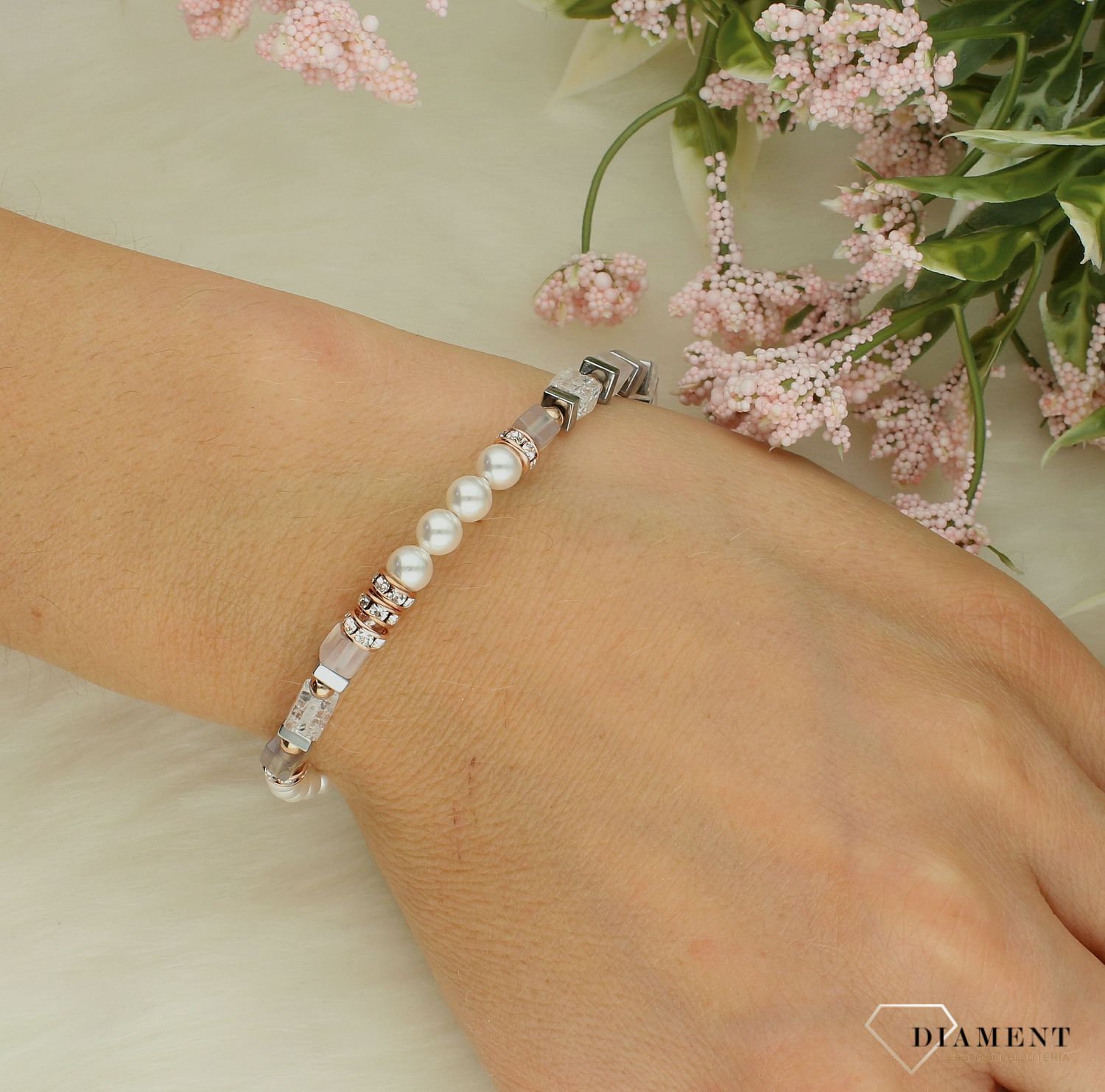 Bransoletka damska Coeur de Lion Precious Fusion Offset z perłami 4354301920. Bransoletka damska stalowa. Bransoletka z kryształkami Swarovskiego. Bransoletka damska na prezent. Bransoletka damska Coeur de Lion (2).jpg