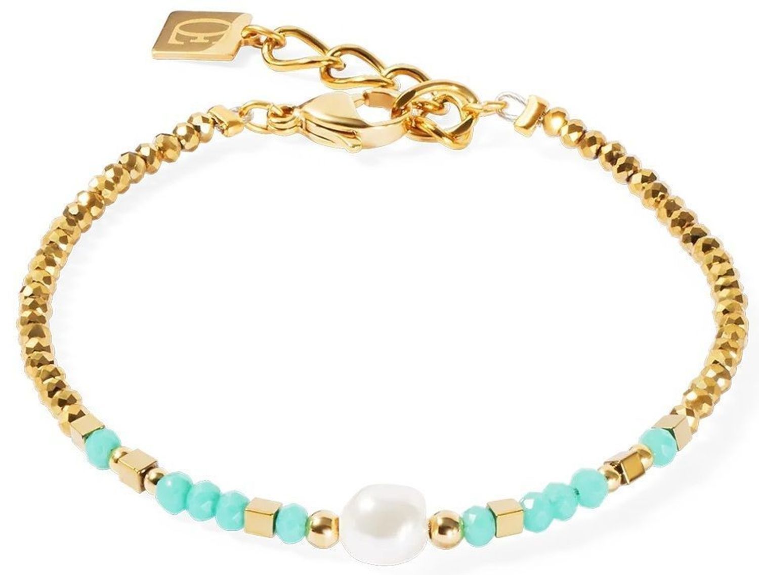 Bransoletka damska Coeur De Lion Crystal Pearl  435830-0522. 🌊 Bransoletka Coeur De Lion – Lagoon Pearl Złoto-Miętowa 🌟1.jpg