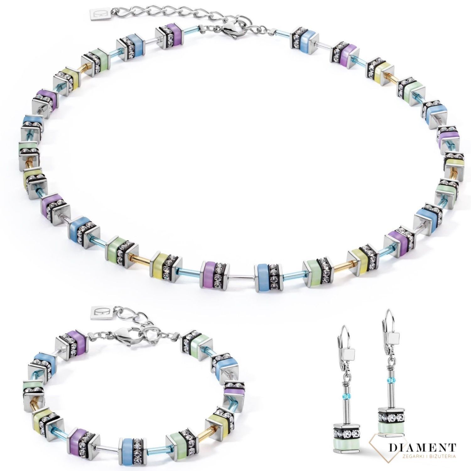 Kolczyki damskie Coeur de Lion Classic Pastel 4409201537. Biżuteria idealna zarówno na eleganckie, jak i niezobowiązujące okazje. Piękne kolczyki w odcieniach zieleni zdobione kryształem górskim..jpg