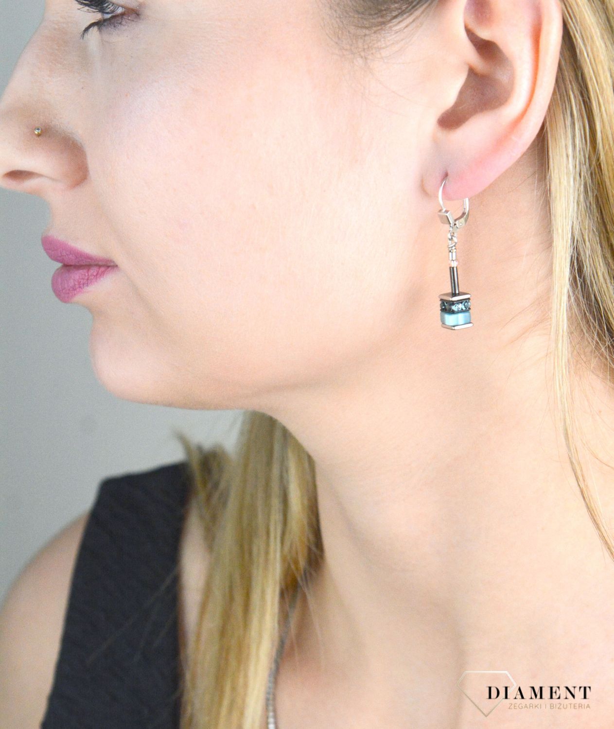 Kolczyki damskie Coeur de Lion turkusowe z kryształkami 4409202011.jpg