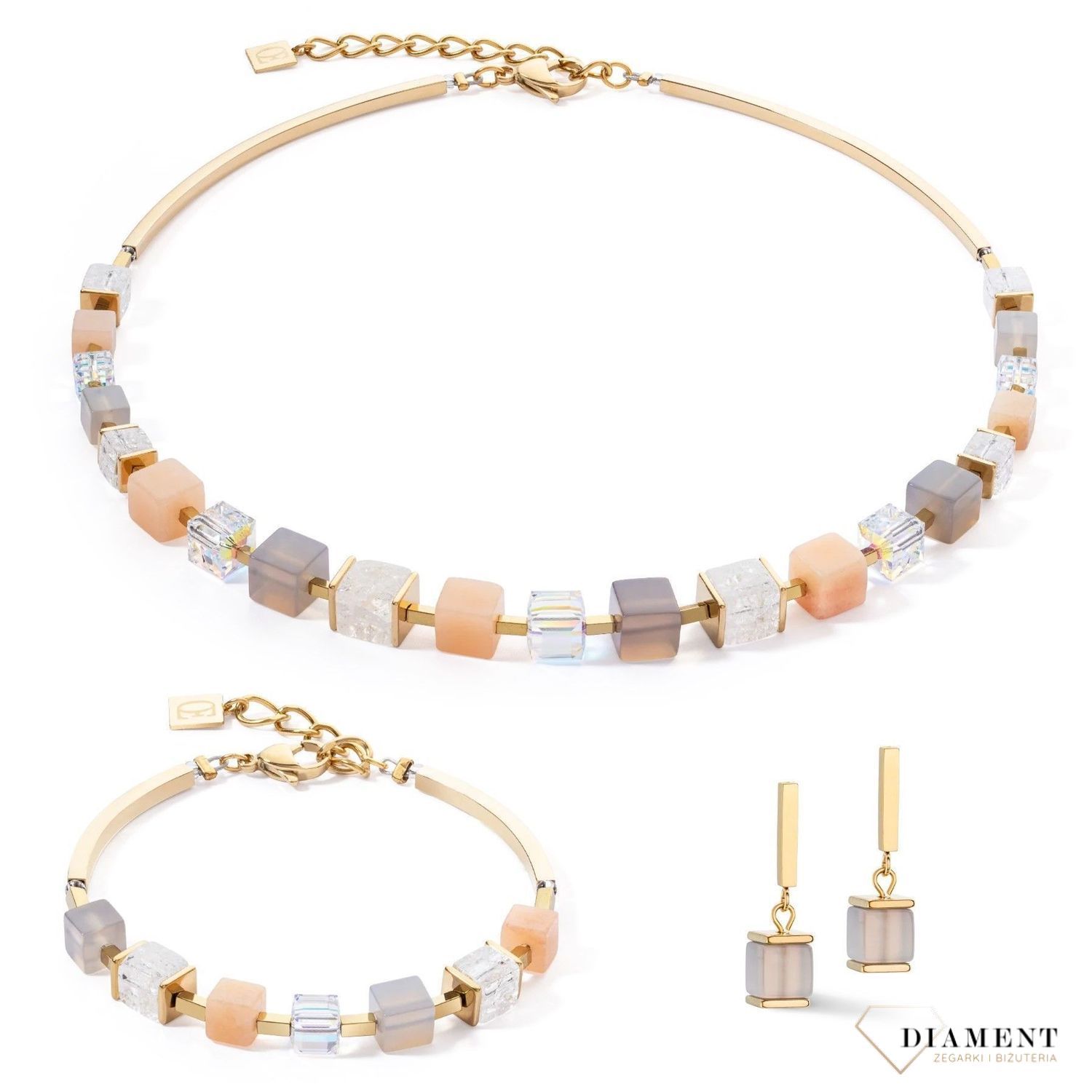 Kolczyki damskie Coeur de Lion Precious Statement agat 4425211229. Biżuteria idealna zarówno na eleganckie, jak i niezobowiązujące okazje. Piękne kolczyki w odcieniu brzoskwini zdobione agatem..jpg