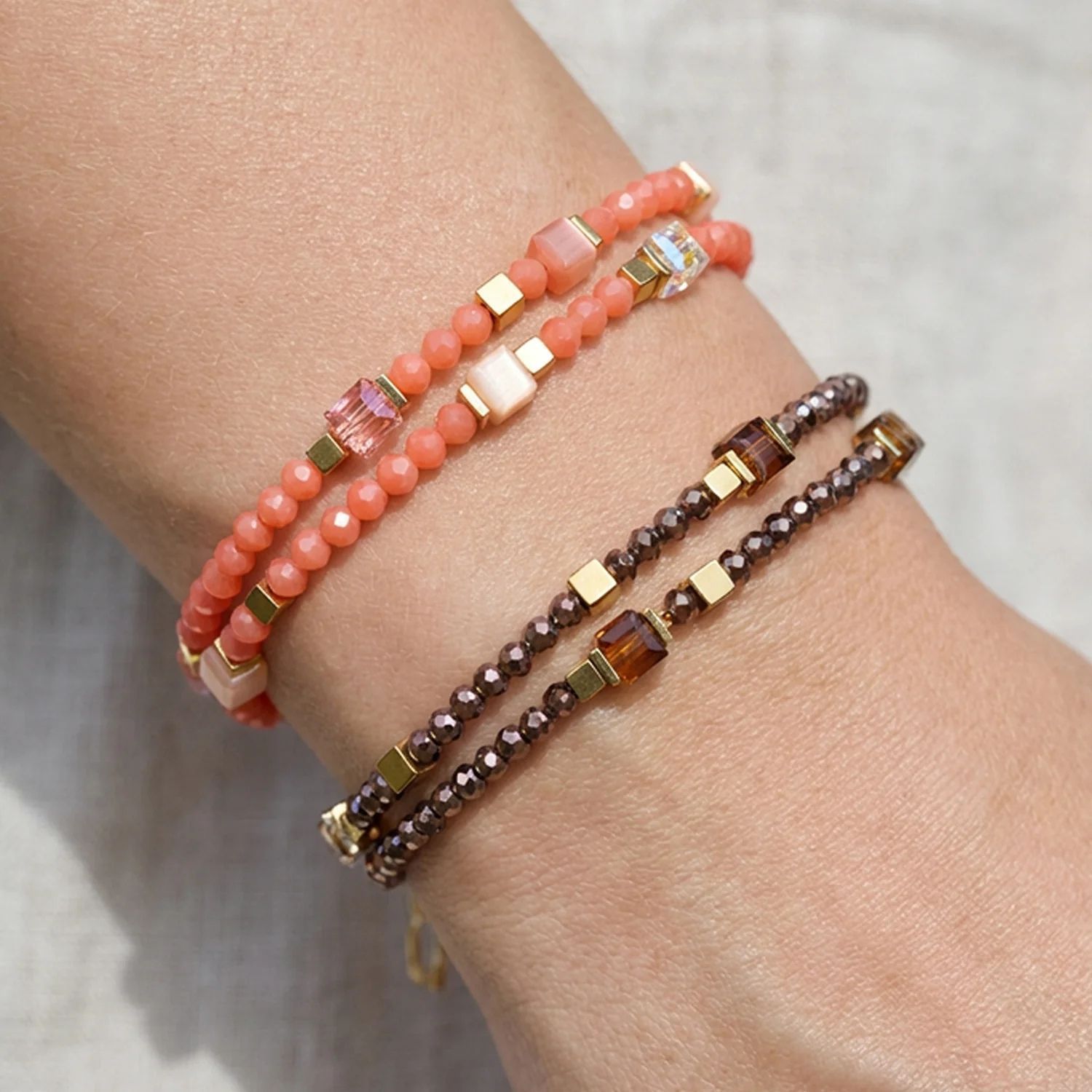 Bransoletka damska Coeur de Lion 4460300216 Joyful Colours Flex Gold-Orange złoto-pomarańczowa Swarovski + kolczyki gratis (1).jpg