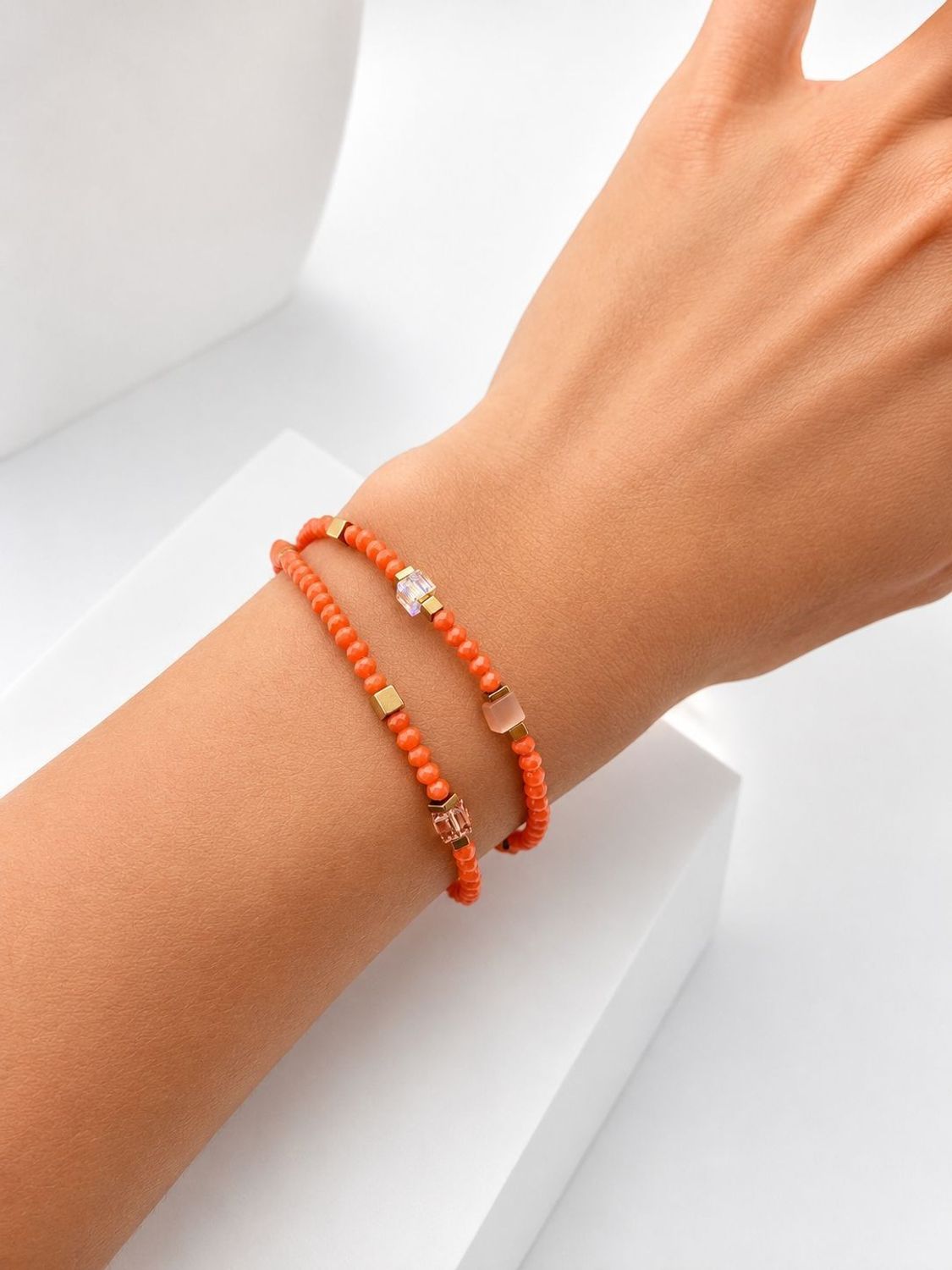 Bransoletka damska Coeur de Lion 4460300216 Joyful Colours Flex Gold-Orange złoto-pomarańczowa Swarovski + kolczyki gratis (1).jpg