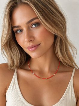 Bransoletka damska Coeur de Lion Joyful Colours Flex Gold-Orange z kryształami Swarovski®, hematytem i złotą stalą nierdzewną. Można nosić ją także jako choker (1).jpg