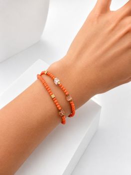 Bransoletka damska Coeur de Lion Joyful Colours Flex Gold-Orange z kryształami Swarovski®, hematytem i złotą stalą nierdzewną. Można nosić ją także jako choker (2).jpg