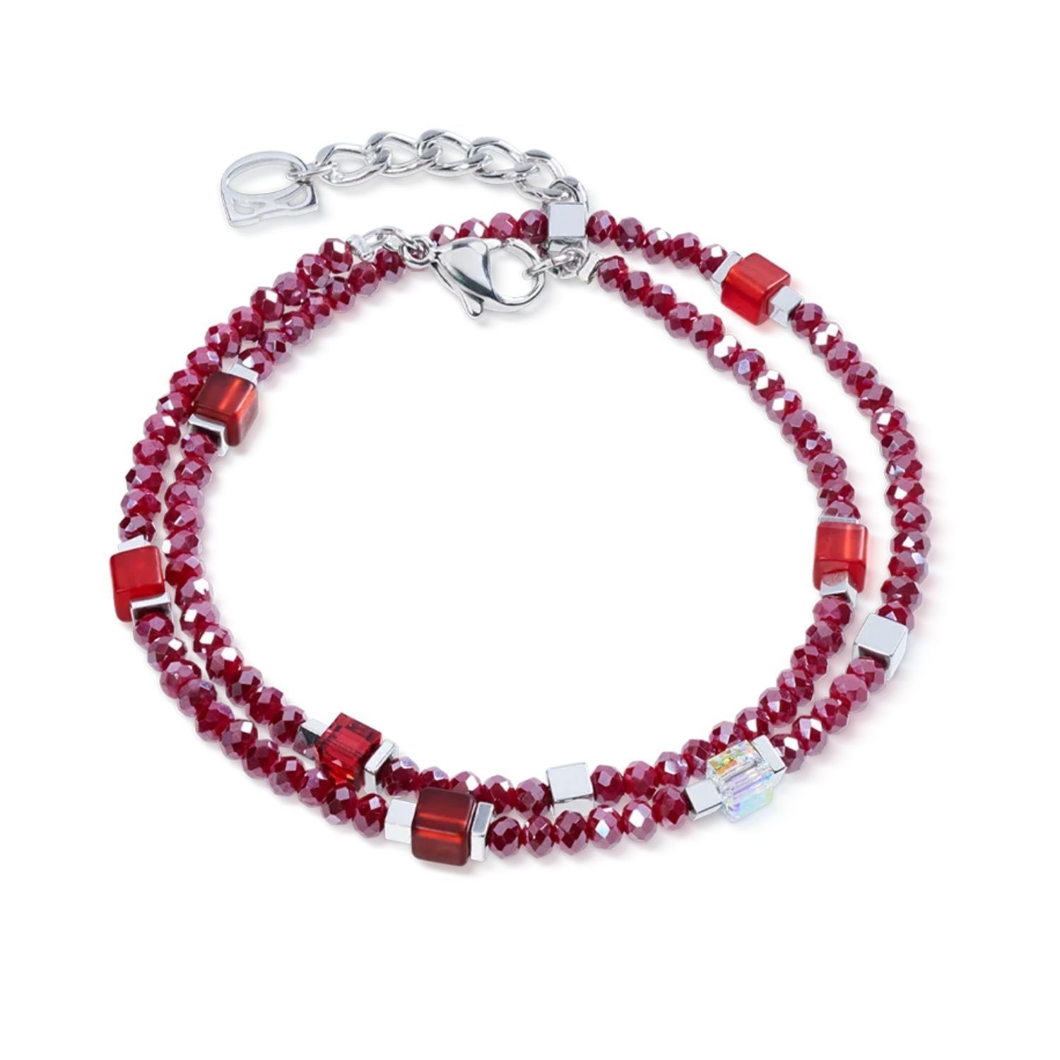 Bransoletka damska Coeur de Lion 4460300317 Joyful Colours Flex Silver-Red srebrno-czerwona Swarovski + kolczyki gratis (1).jpg