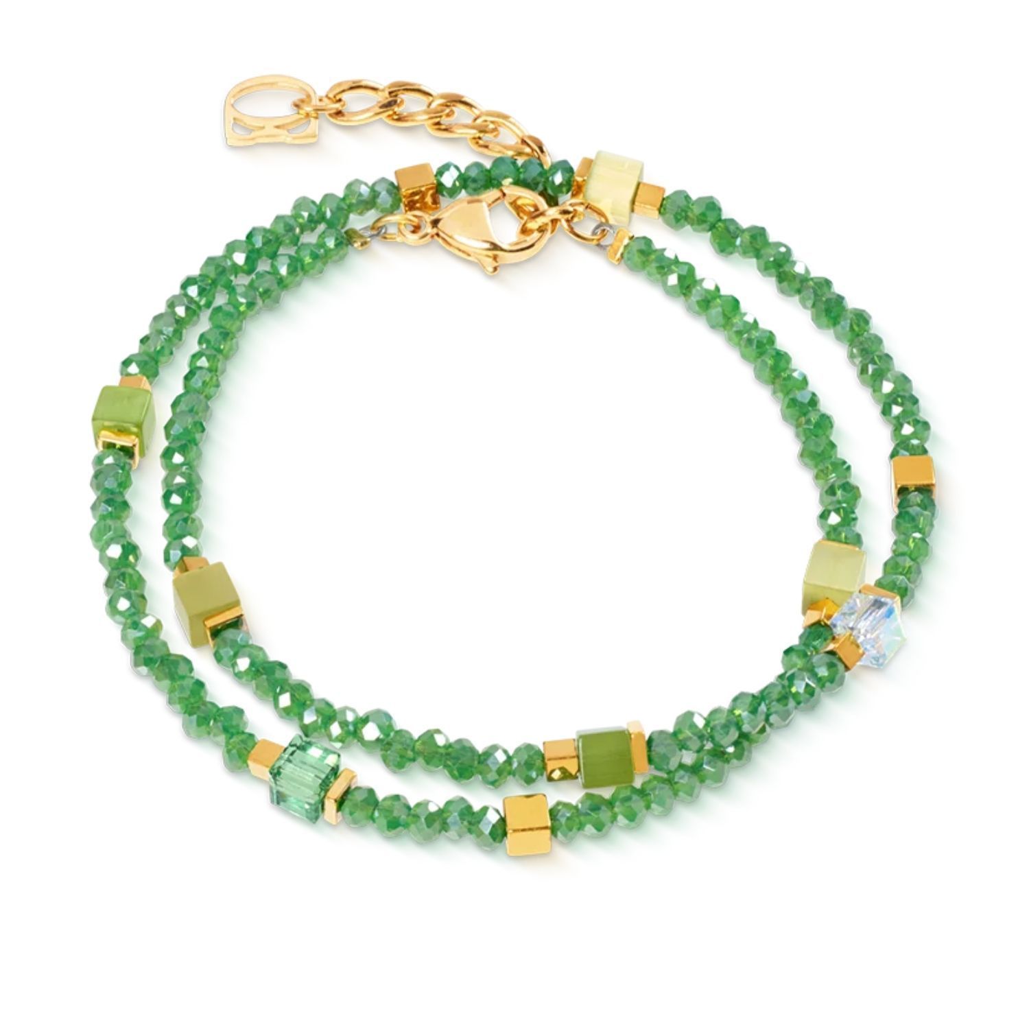 Bransoletka damska Coeur de Lion 4460300516 Joyful Colours Flex Gold-Green złoto-zielona Swarovski + kolczyki gratis (1).jpg
