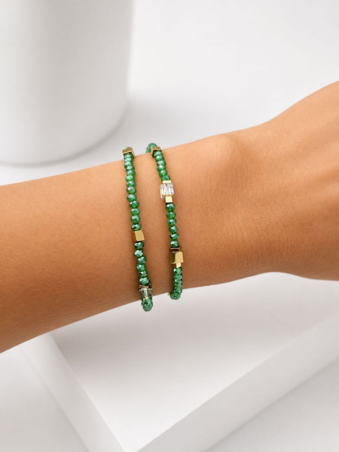 Bransoletka damska Coeur de Lion 4460300516 Joyful Colours Flex Gold-Green złoto-zielona Swarovski + kolczyki gratis (1).jpg