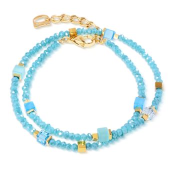 Bransoletka damska Coeur de Lion 4460300616 Joyful Colours Flex Gold-Turquoise złoto-turkusowa Swarovski + kolczyki gratis (1).jpg