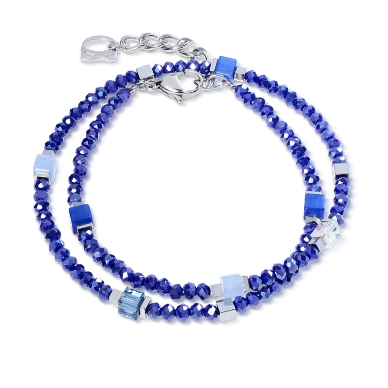 Bransoletka damska Coeur de Lion 4460300717 Joyful Colours Flex Silver-Blue srebrno-niebieska Swarovski + kolczyki gratis (1).jpg