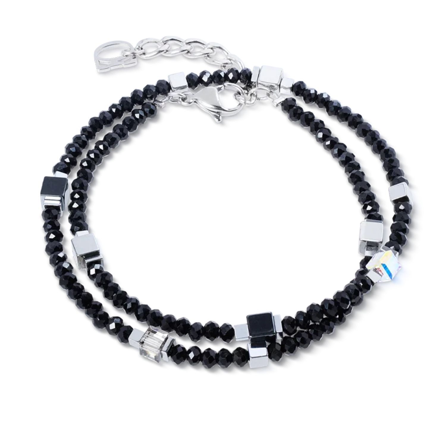 Bransoletka damska Coeur de Lion 4460301317 Joyful Colours Flex Silver-Black srebrno-czarna Swarovski + kolczyki gratis (1).jpg
