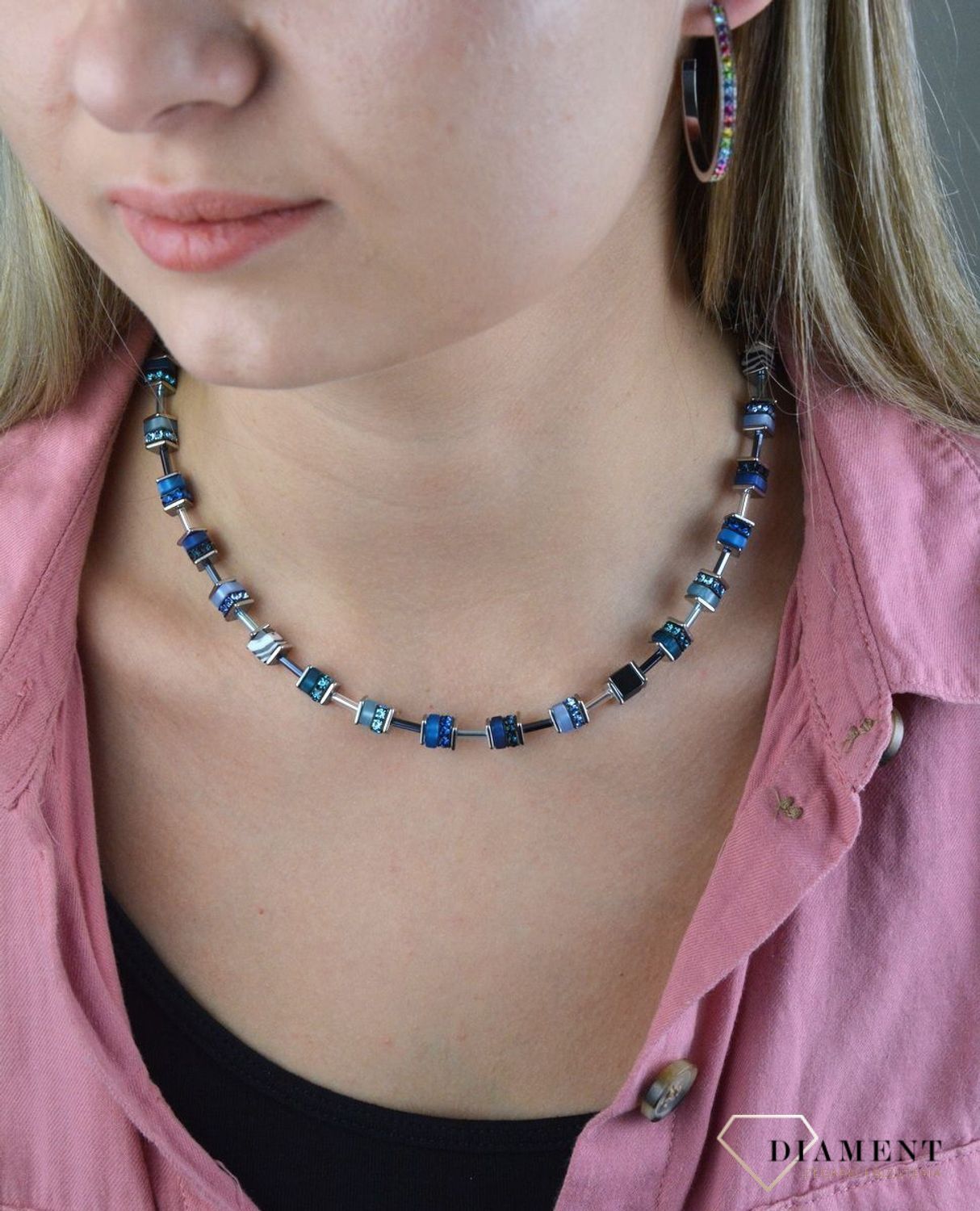 Naszyjnik damski Swarovski Coeur De Lion hematyt i malachit 4509100700. Ponadczasowy piękny naszyjnik z kolekcji GeoCUBE 4509100700.jpg