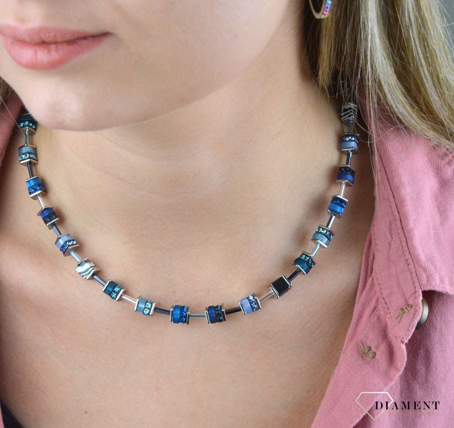 Naszyjnik damski Swarovski Coeur De Lion hematyt i malachit 4509100700. Ponadczasowy piękny naszyjnik z kolekcji GeoCUBE 4509100700.jpg