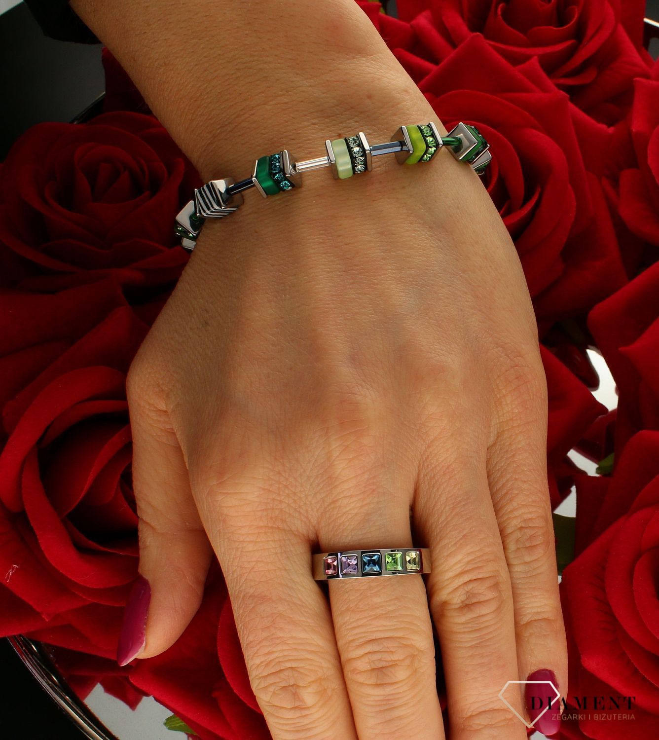 Bransoletka damska Swarovski Coeur De Lion  malachit, hematyt 4509300500.jpg