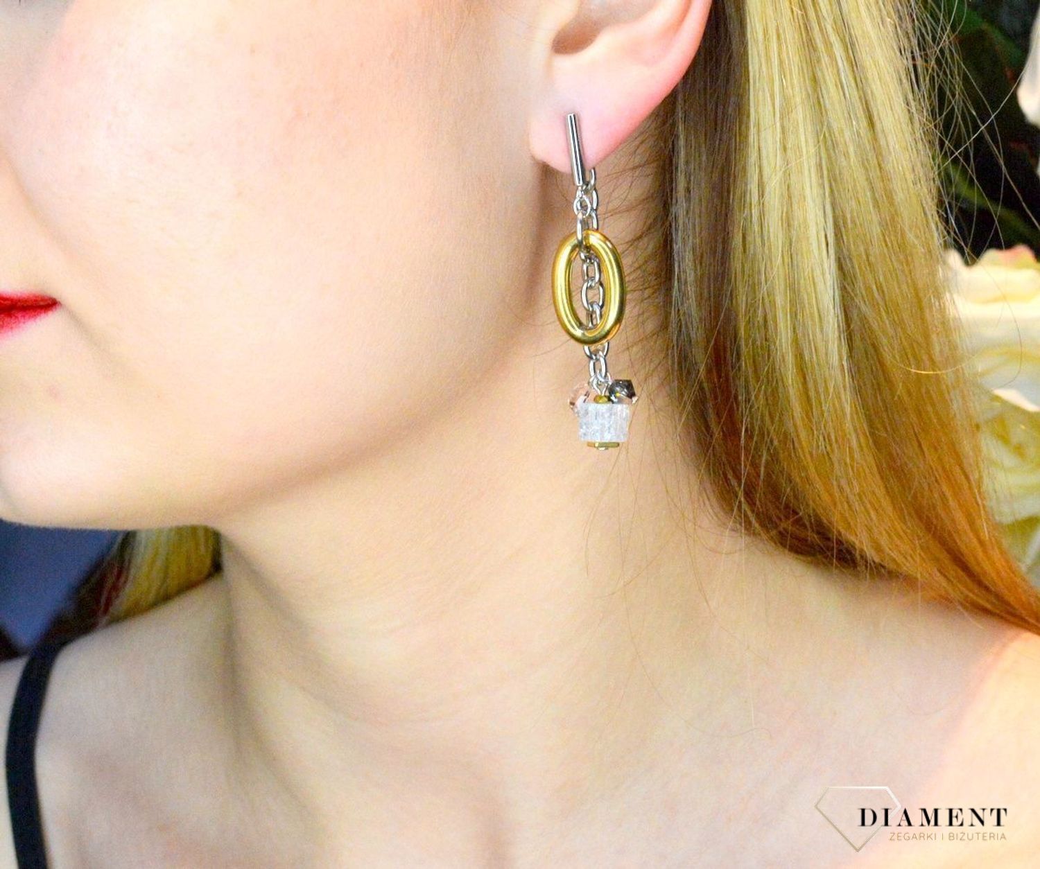 Kolczyki damskie Swarovski Coeur De Lion kryształ górski Neptune's Treasure bicolor 4521211637. Piękne kolczyki ze ściąganą zawieszką  zdobione kamieniem naturalnym kryształ górski i kryształami Swarovski®. Darm9.jpg