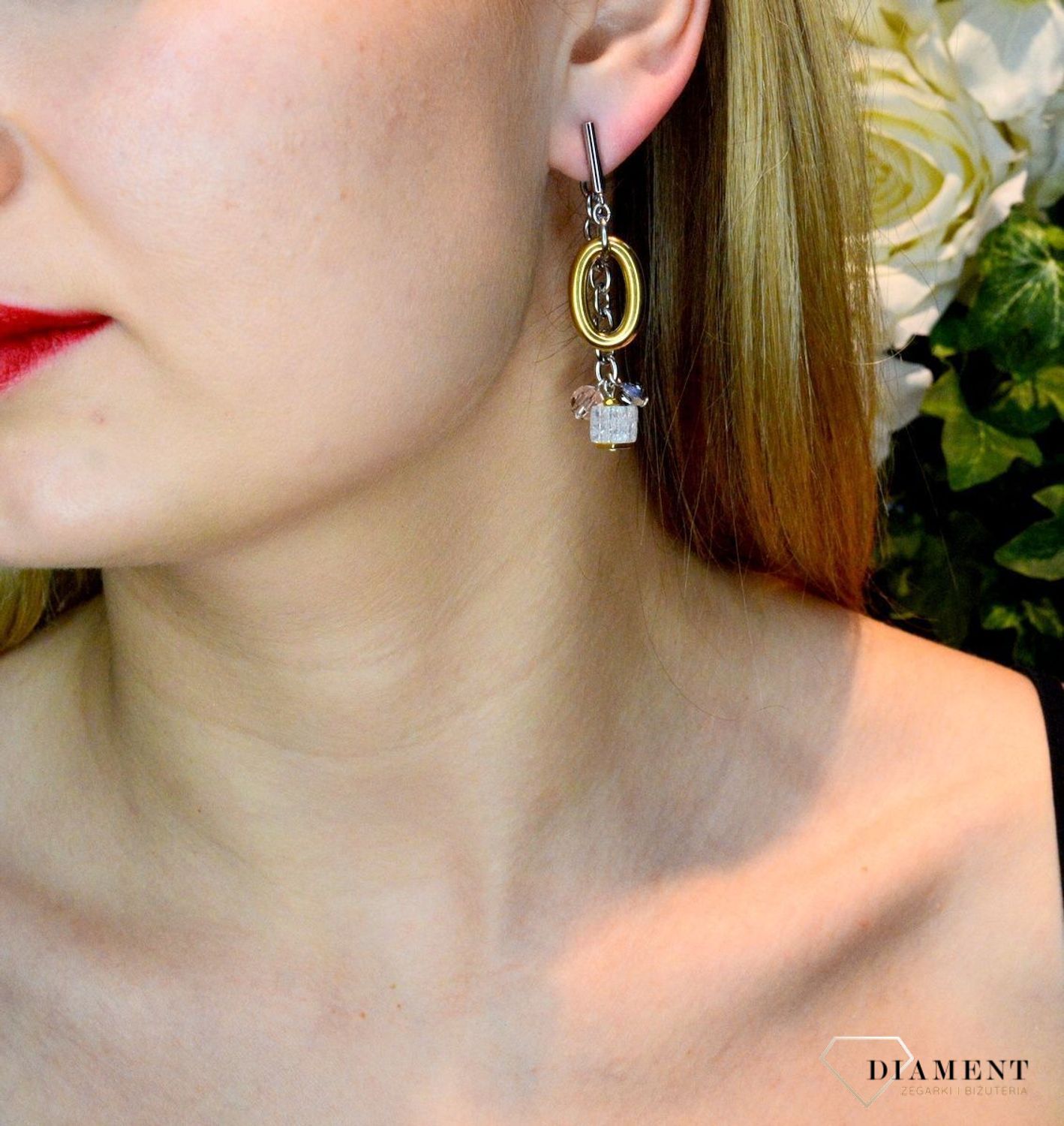 Kolczyki damskie Swarovski Coeur De Lion kryształ górski Neptune's Treasure bicolor 4521211637. Piękne kolczyki ze ściąganą zawieszką  zdobione kamieniem naturalnym kryształ górski i kryształami Swarovski®. Darm9.jpg