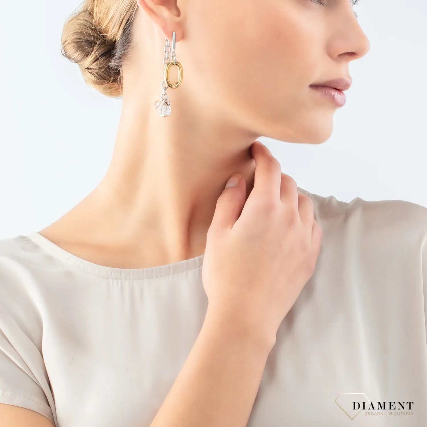 Kolczyki damskie Swarovski Coeur De Lion kryształ górski Neptune's Treasure bicolor 4521211637. Piękne kolczyki ze ściąganą zawieszką  zdobione kamieniem naturalnym kryształ górski i kryształami Swarovski®. Darm9.jpg