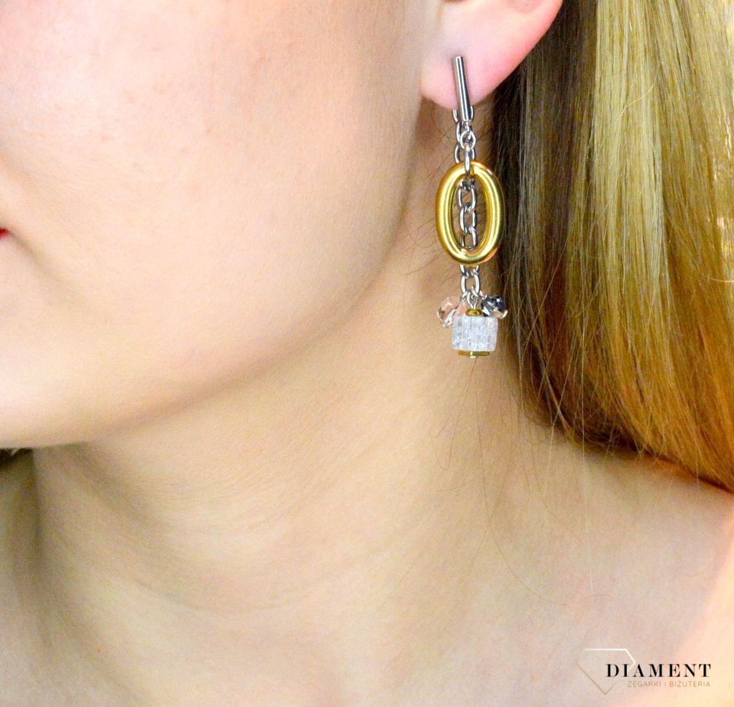 Kolczyki damskie Swarovski Coeur De Lion kryształ górski Neptune's Treasure bicolor 4521211637. Piękne kolczyki ze ściąganą zawieszką  zdobione kamieniem naturalnym kryształ górski i kryształami Swarovski®. Darm9.jpg