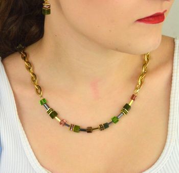Wyrazisty naszyjnik damski GeoCUBE® Chunky Chain 4524100516 z nefrytem, kryształami Swarovski® i pozłacaną stalą. Miejska elegancja z certyfikatem autentyczności (2).JPG