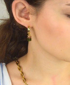 Kolczyki damskie Coeur de Lion 452421-0516 Evolution z nefrytem, hematytem i kryształkami Swarovski®. Lekkość, elegancja i kultowy design GeoCUBE®. Ręczne wykonanie (1).JPG