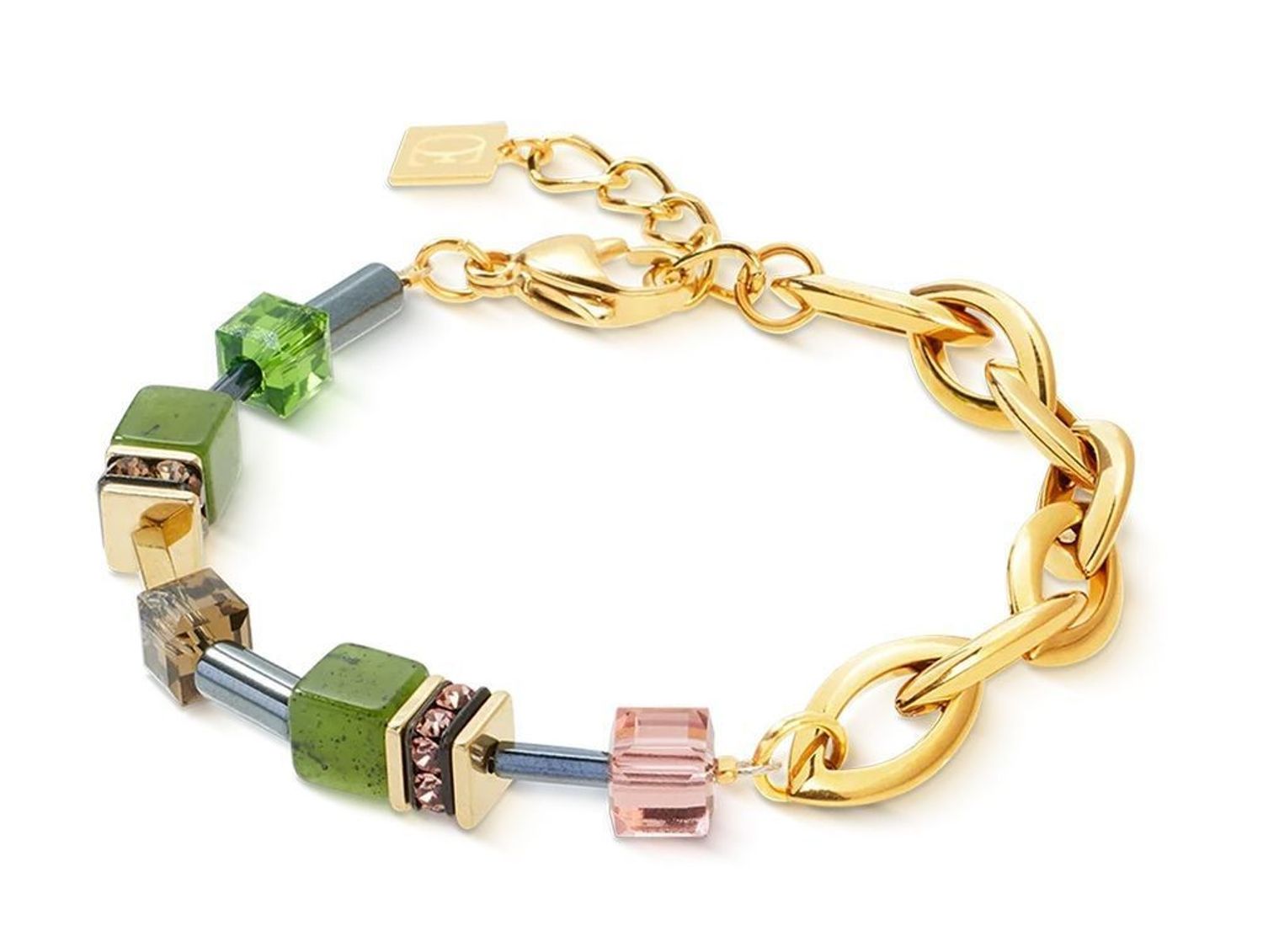 Bransoletka damska GeoCUBE® Chunky Chain złoto-zielona z nefrytem 452430-0516  COEUR DE LION.jpg