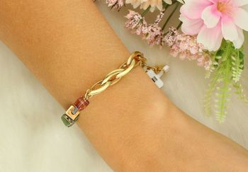 Bransoletka damska GeoCUBE® Chunky Chain z nefrytem, kryształami Swarovski® i pozłacaną stalą 4524300516. Ręcznie wykonana biżuteria COEUR DE LION. Designerskie etui i certyfikat w zestawie (3).jpg