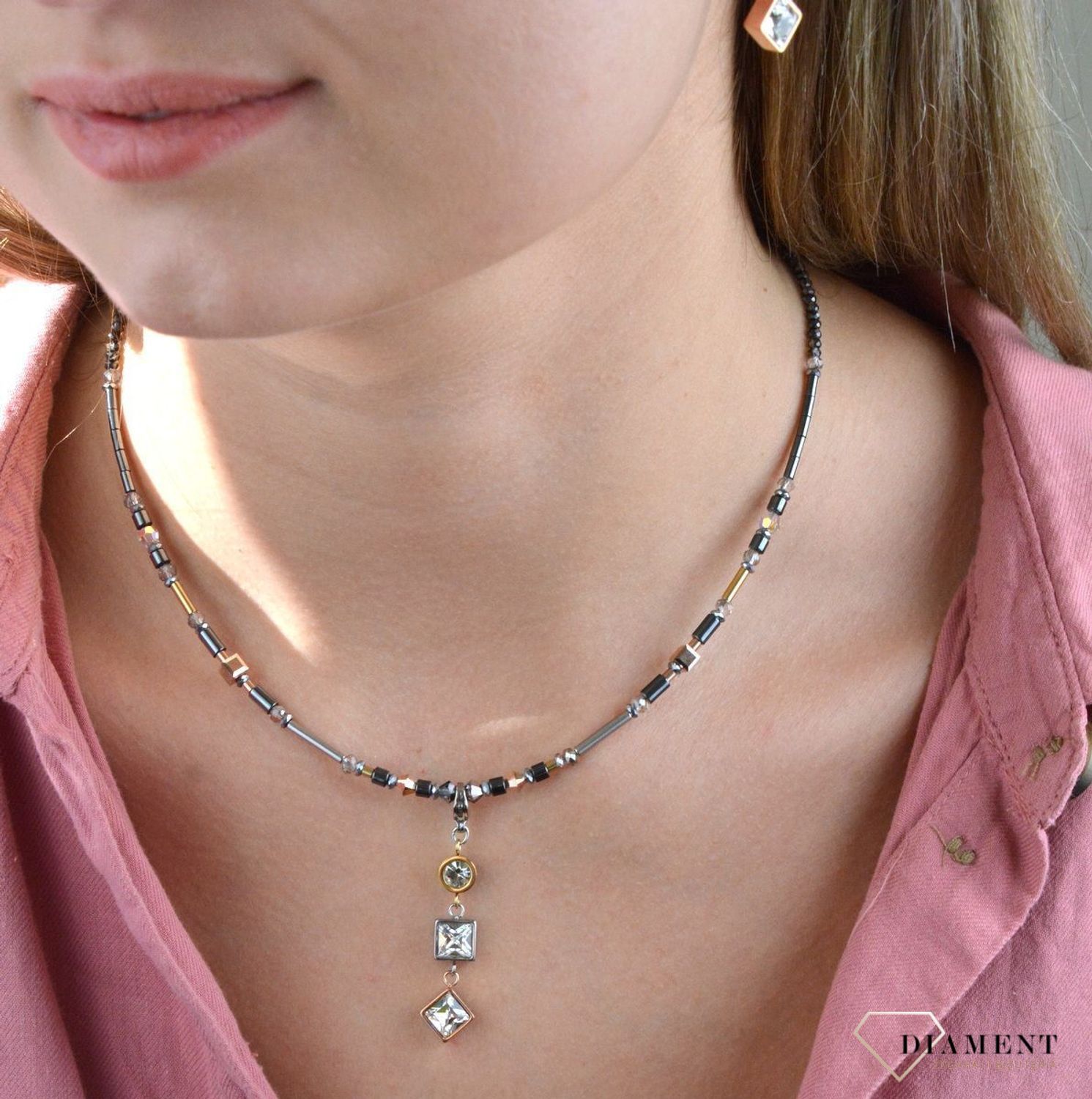 Naszyjnik damski Swarovski Coeur De Lion hematyt i kryształ górski 4545101633ssd.jpg