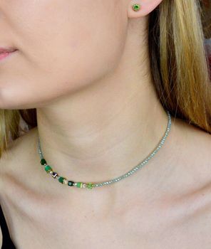 Bransoletka damska Swarovski Coeur De Lion zielone kryształy Kolczyki Gratis 4564300500. Krótki naszyjnik choker z zielonymi kamieniami (8).JPG