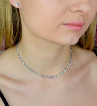  Bransoletka damska Swarovski Coeur De Lion srebrne kryształy Kolczyki Gratis  4564301400. Bransoletka w kolorze białym, kryształkami Swarovski. Krótki choker z kryształami swarovs (4).JPG