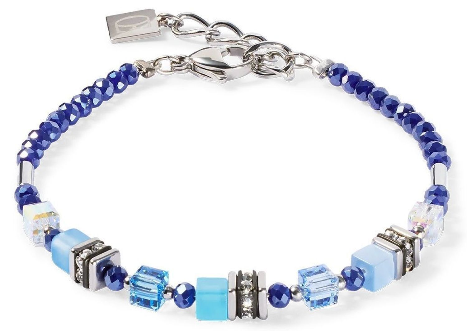 Bransoletka damska Coeur De Lion Kryształy Swarovski, Syntetyczne tygrysie, oko Polaris 456530-0700. 🌟 Bransoletka Coeur De Lion – Mini Cubes Blue 💙1.jpg