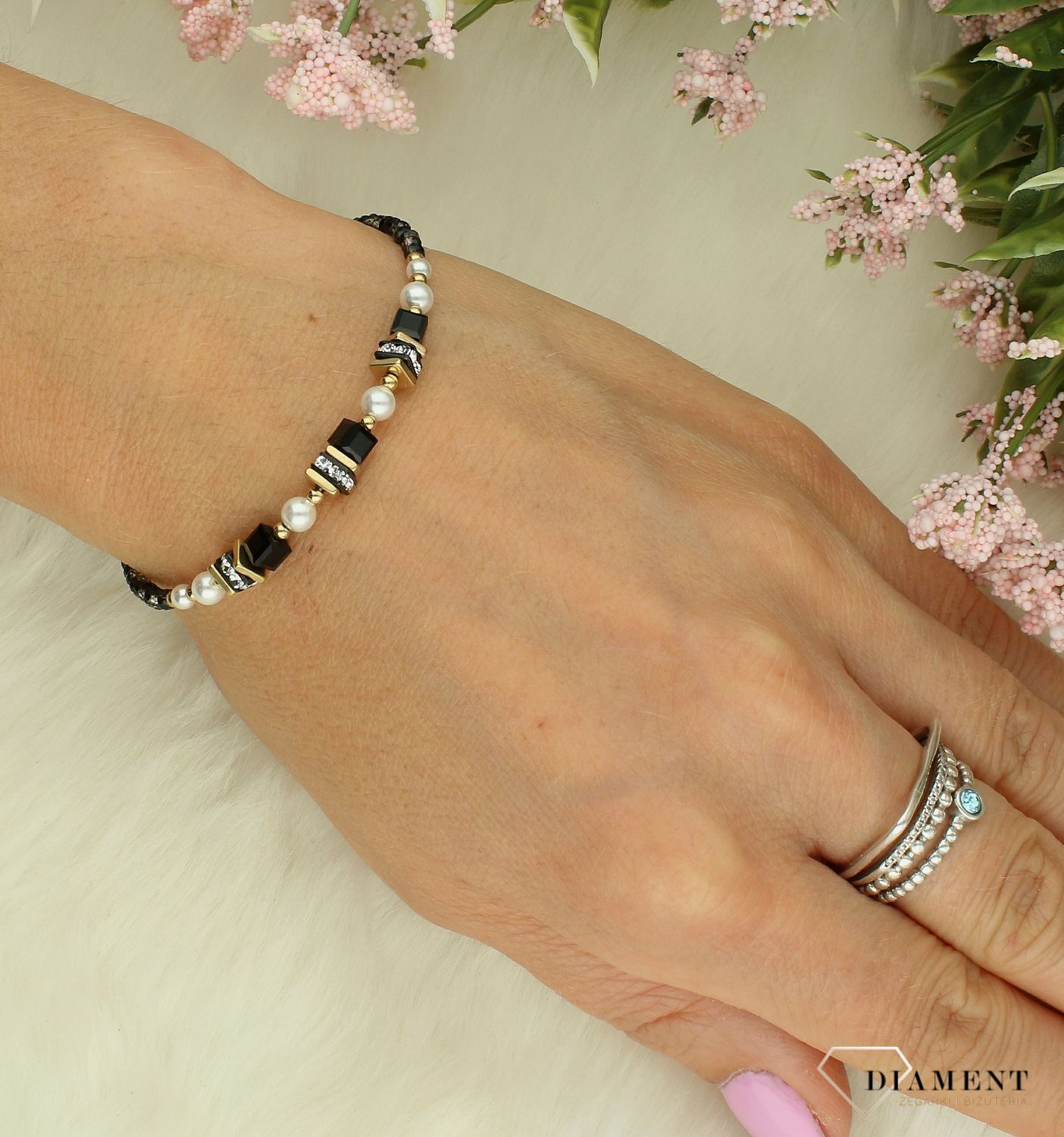 Bransoletka damska Coeur de Lion Sparkling Princess z perłami 4567301300. Bransoletka damska z kamieniami. Bransoletka damska stalowa. Bransoletka Coeur de Lion na prezent dla kobiety. Bransoletka damska z kryształkami.  (2).jpg