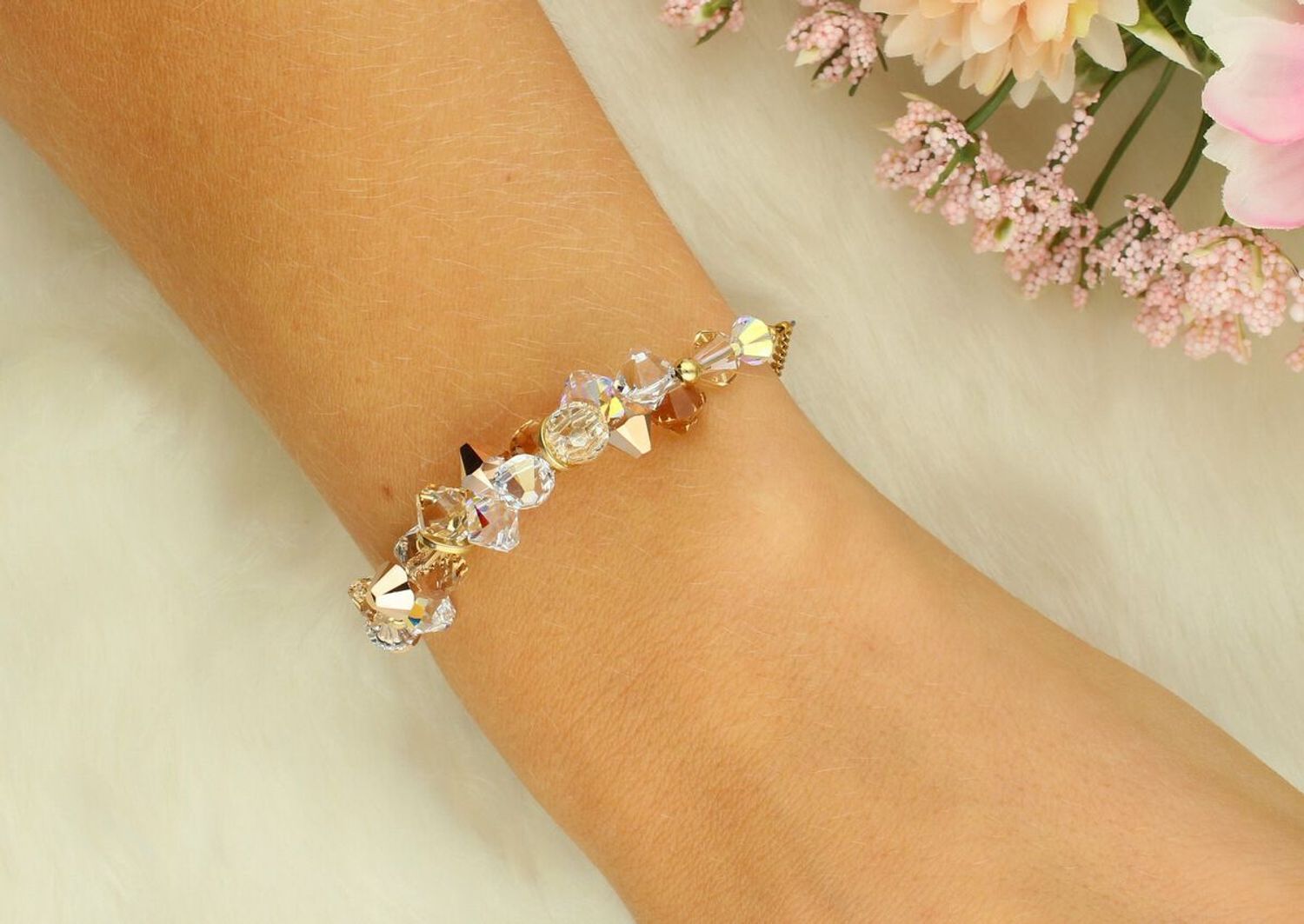 Bransoletka damska Dancing Crystals złoto-beżowa 463930-1016 – COEUR DE LION  Kryształy Swarovski®.jpg