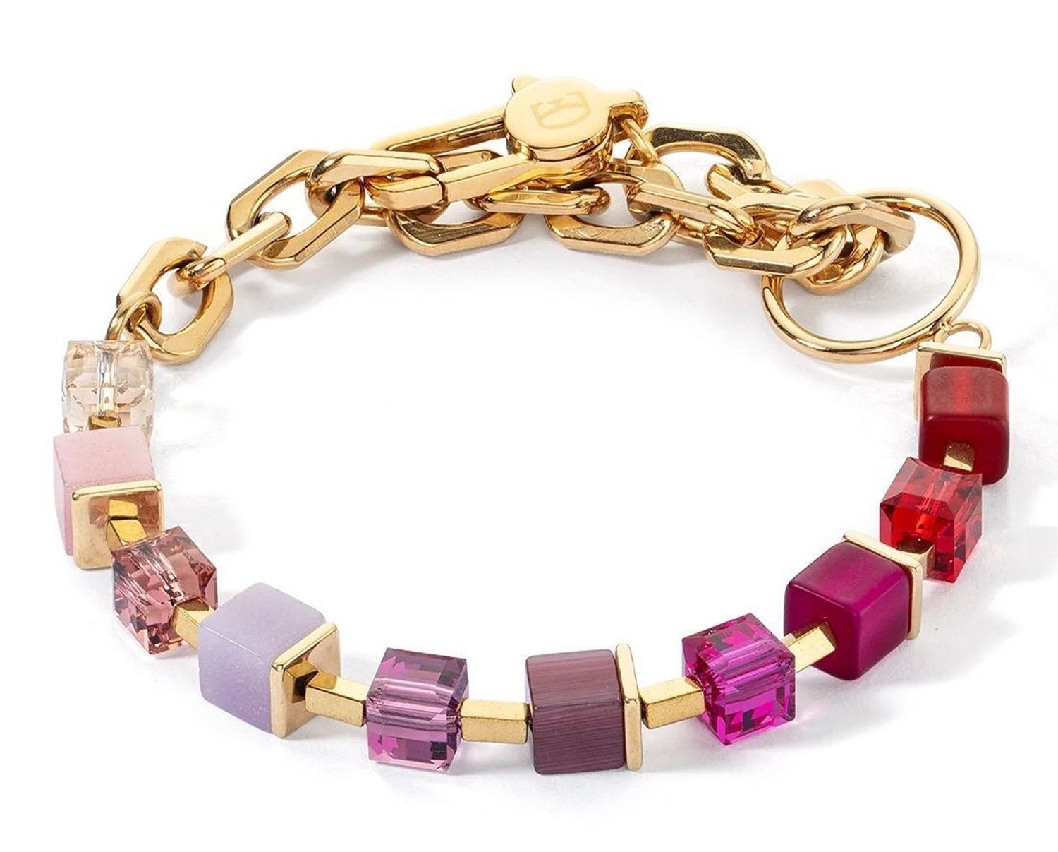 Bransoletka damska Coeur de Lion Bracelet Cube Fusion Charm czerwono-różowa 4712300803 (2).jpg
