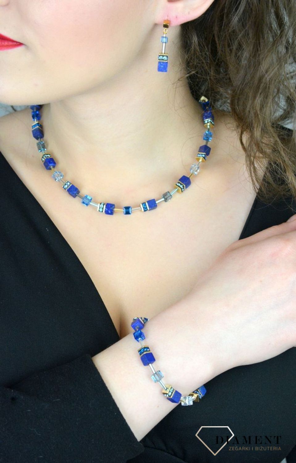 Kolczyki damskie Coeur De Lion Lapis lazuli Kryształy Swarovski 490521-0700 ✨ Kolczyki Coeur De Lion – GeoCUBE® Iconic Precious Niebieskie 💙1.jpg