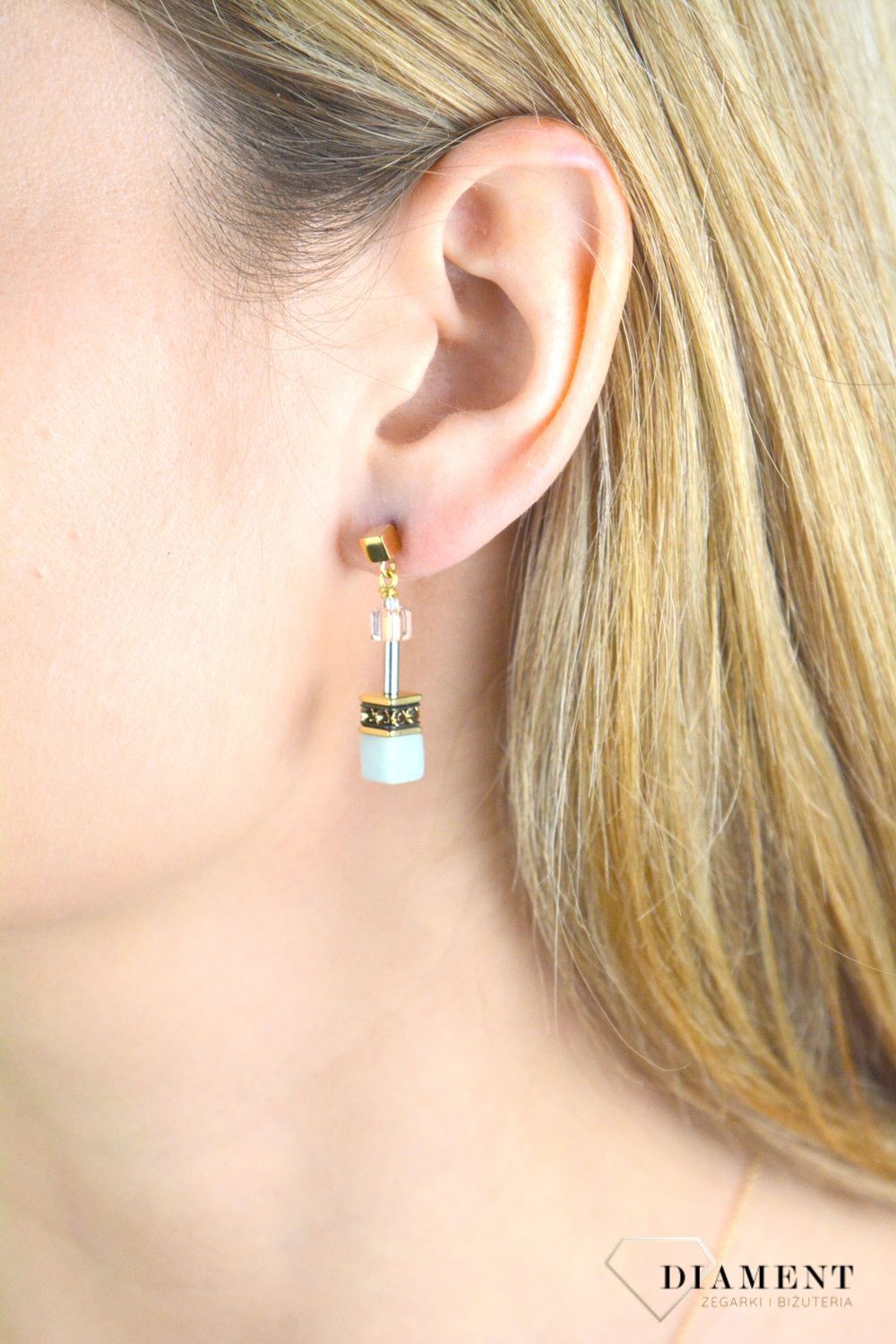 Kolczyki damskie Coeur de Lion GeoCUBE® Iconic azmazonit kryształ Swarovskiego 4905211576.jpg