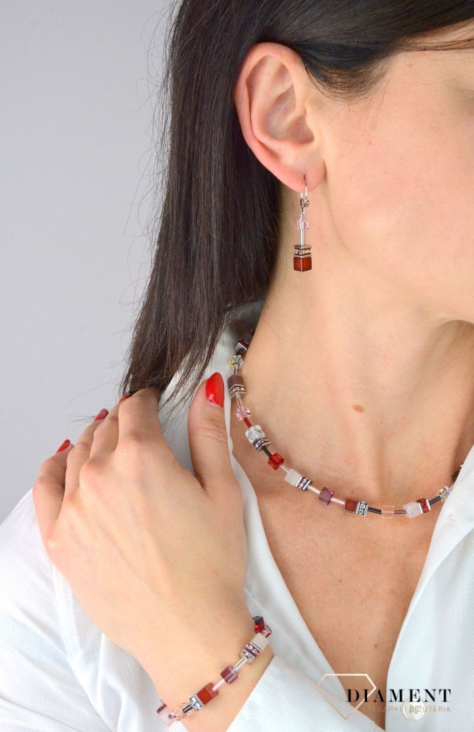 Bransoletka damska Swarovski Coeur De Lion Czerwony, Fioletowy, Marmur 4905300308.jpg